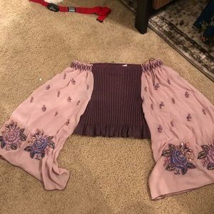 Free People Bell Sleeve Crop Top